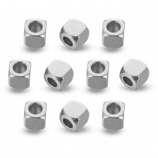 Намистини-розділювачі, Нержавіюча Сталь, Куб, Розмір: 4х4x4мм, Отвір 2мм